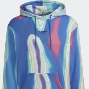 adidas Men's Hyperreal Allover Print Hoodie  Blue Size